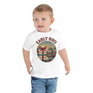 Early Bird Toddler Ugly Christmas Tee — Pure White model