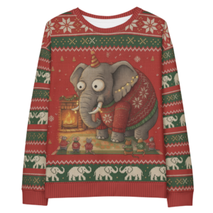 Elephant in the Room Ugly Christmas Sweatshirt, All-Over Print