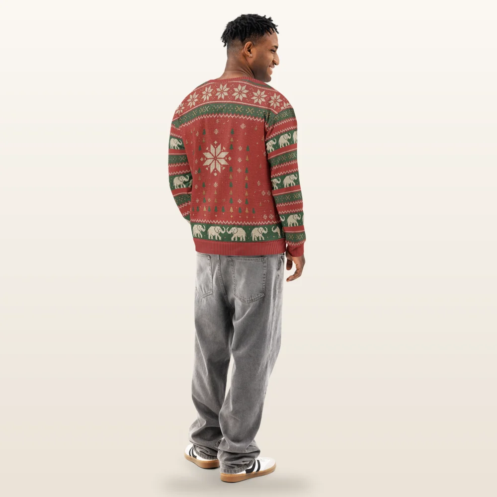 Elephant in the Room Ugly Christmas Sweatshirt, All-Over Print