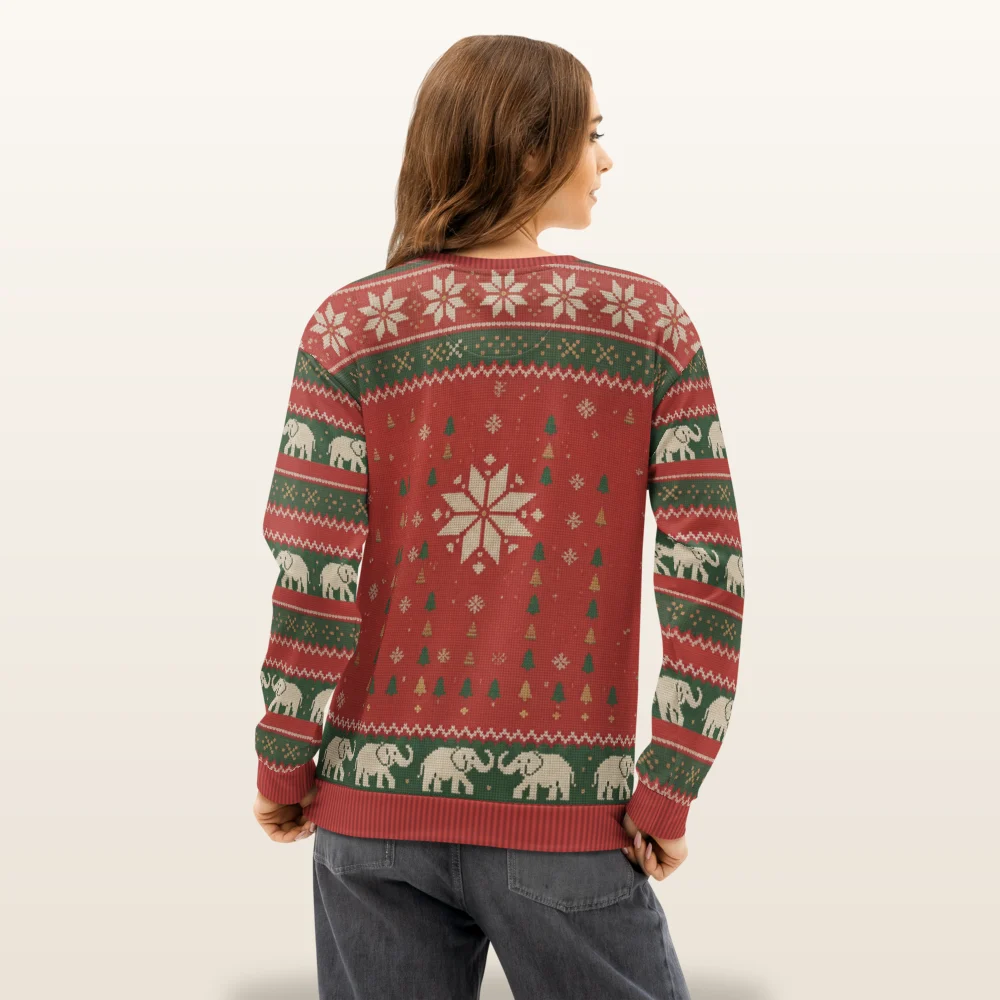 Elephant in the Room Ugly Christmas Sweatshirt, All-Over Print