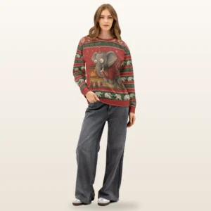 Elephant in the Room Ugly Christmas Sweatshirt, All-Over Print