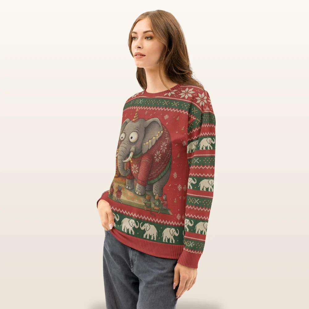 Elephant in the Room Ugly Christmas Sweatshirt, All-Over Print