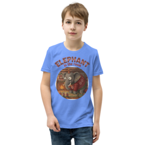 Elephant in the Room Kids' Ugly Christmas Tee — Blue model
