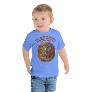 Elephant in the Room Toddler Ugly Christmas Tee — Blue model
