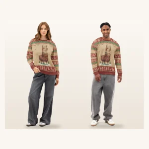 Fa La La La Llama Matching Ugly Christmas Sweaters for Couples | Two Sweatshirts