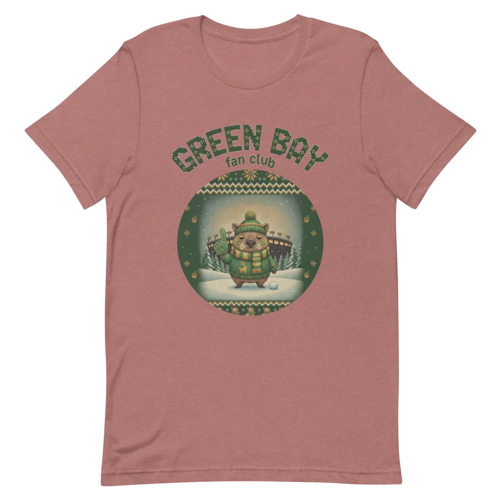 Green Bay Fan Ugly Christmas Tee, Mauve