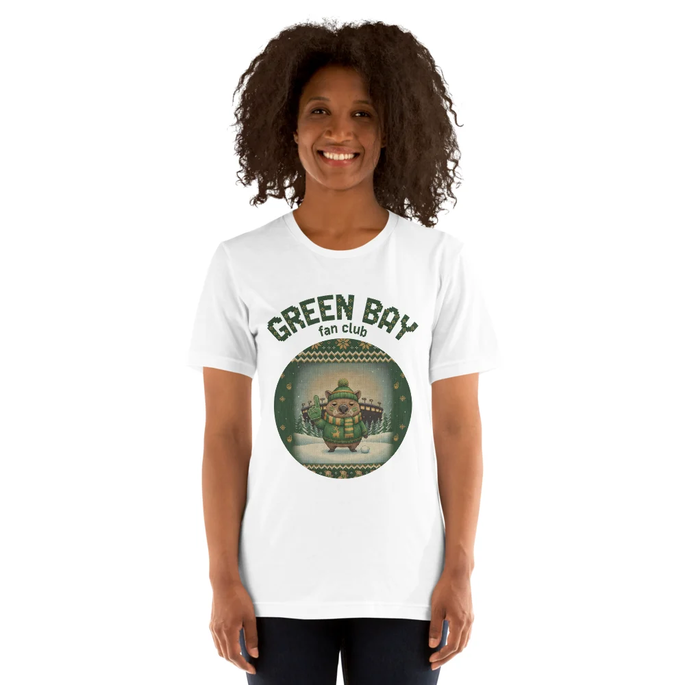 Green Bay Fan Ugly Christmas Tee, Pure White model 2