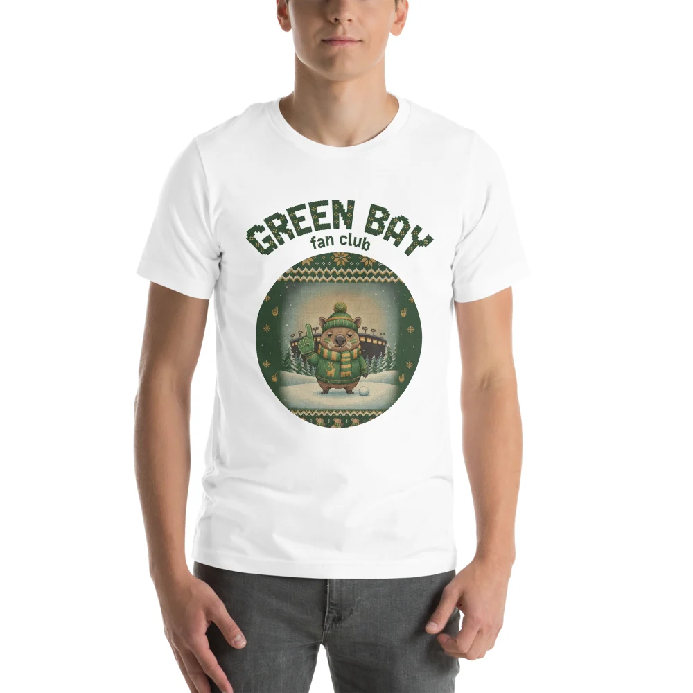 Green Bay Fan Ugly Christmas Tee, Pure White model