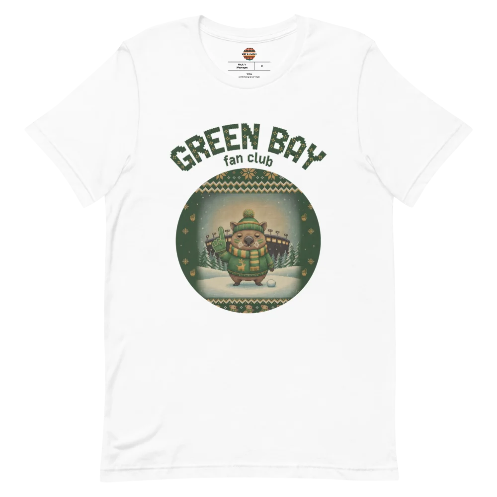 Green Bay Fan Ugly Christmas Tee, Pure White view 2
