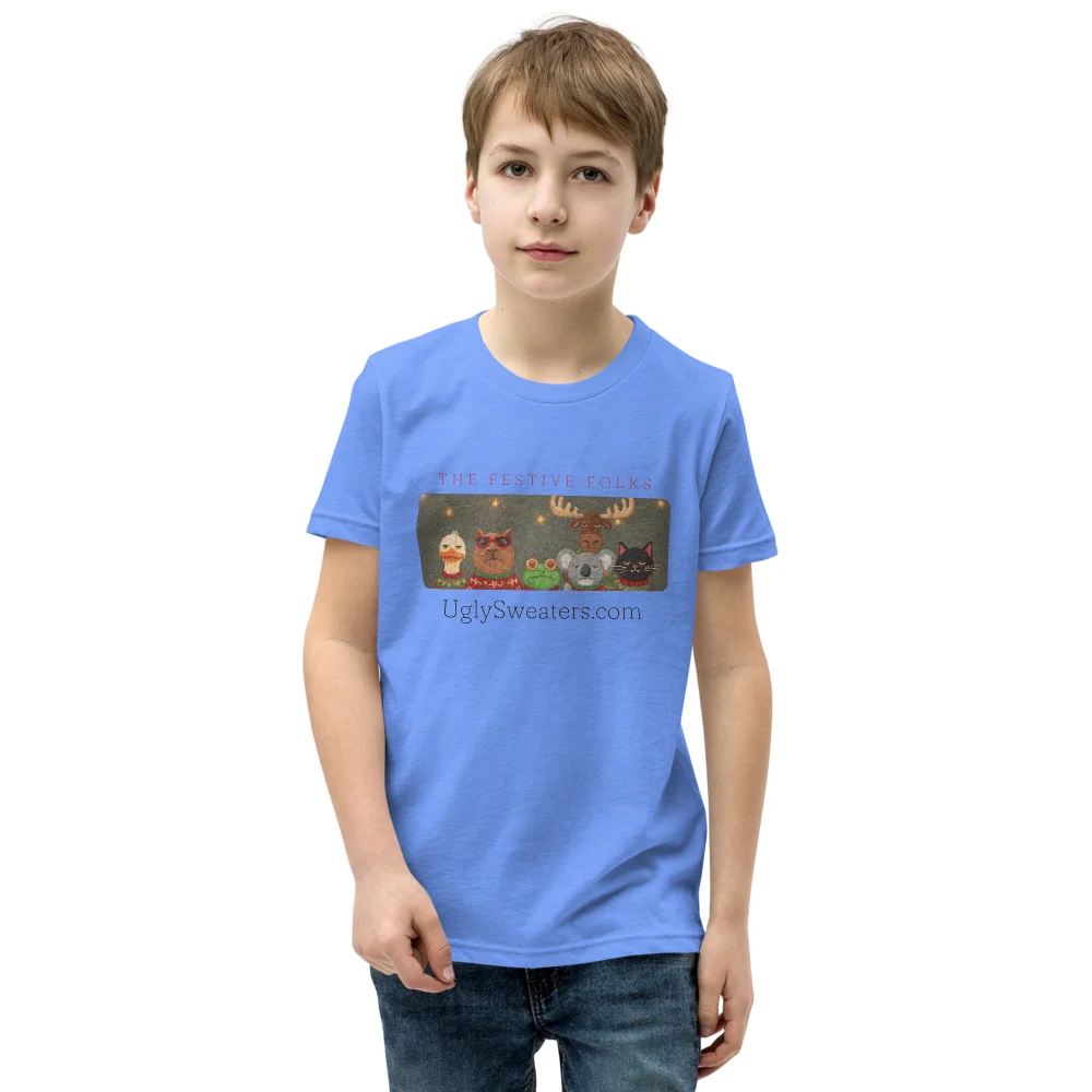 The Festive Folks Kids' Ugly Christmas Tee, Blue model