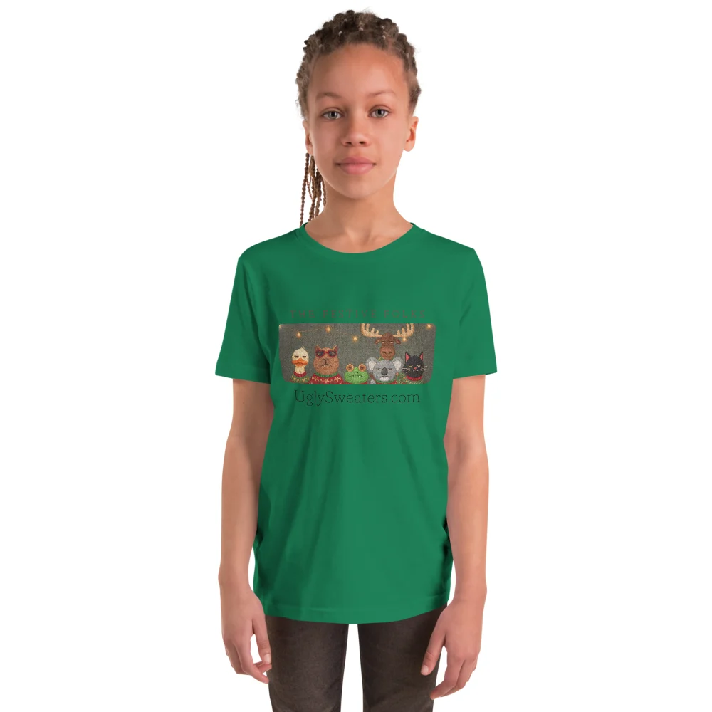 The Festive Folks Kids' Ugly Christmas Tee, Green model