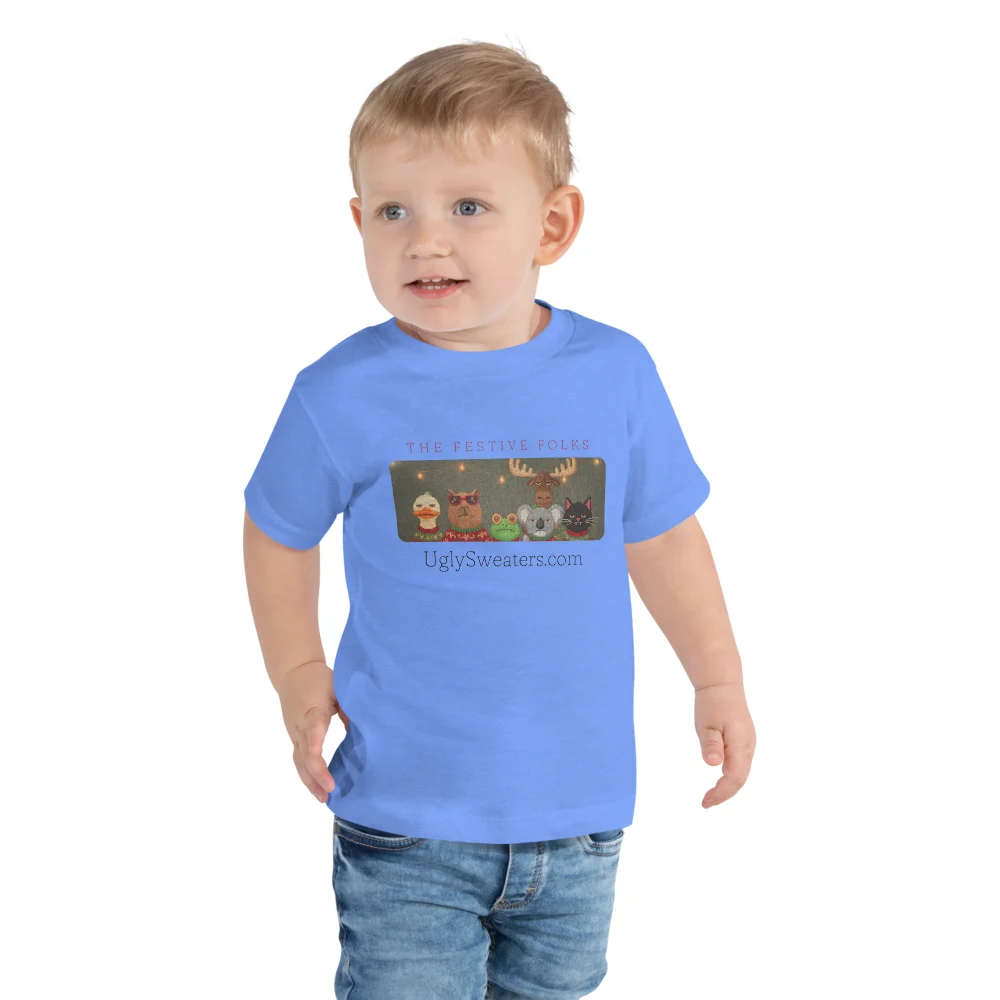 The Festive Folks Toddler Ugly Christmas Tee, Blue model