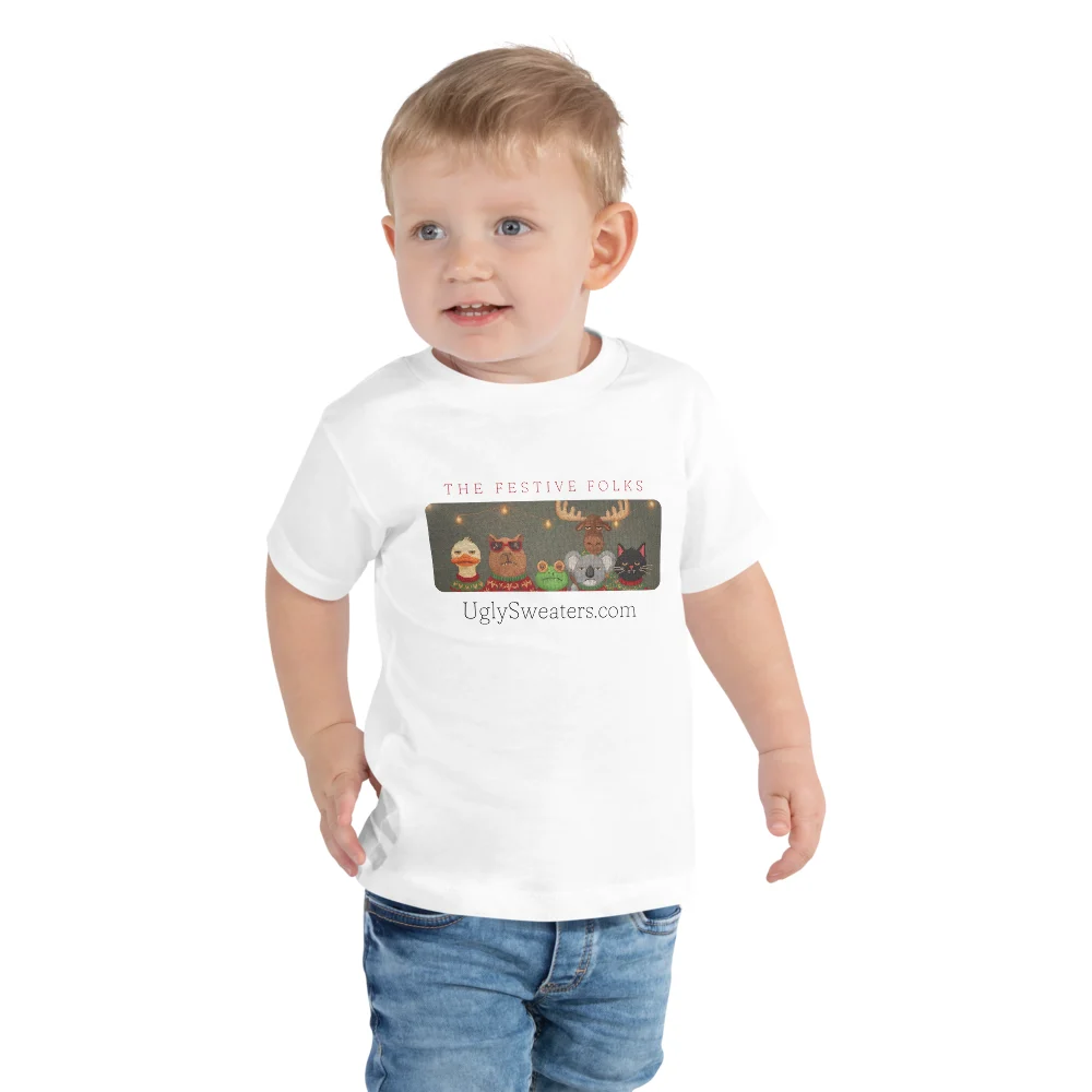 The Festive Folks Toddler Ugly Christmas Tee, Pure White model