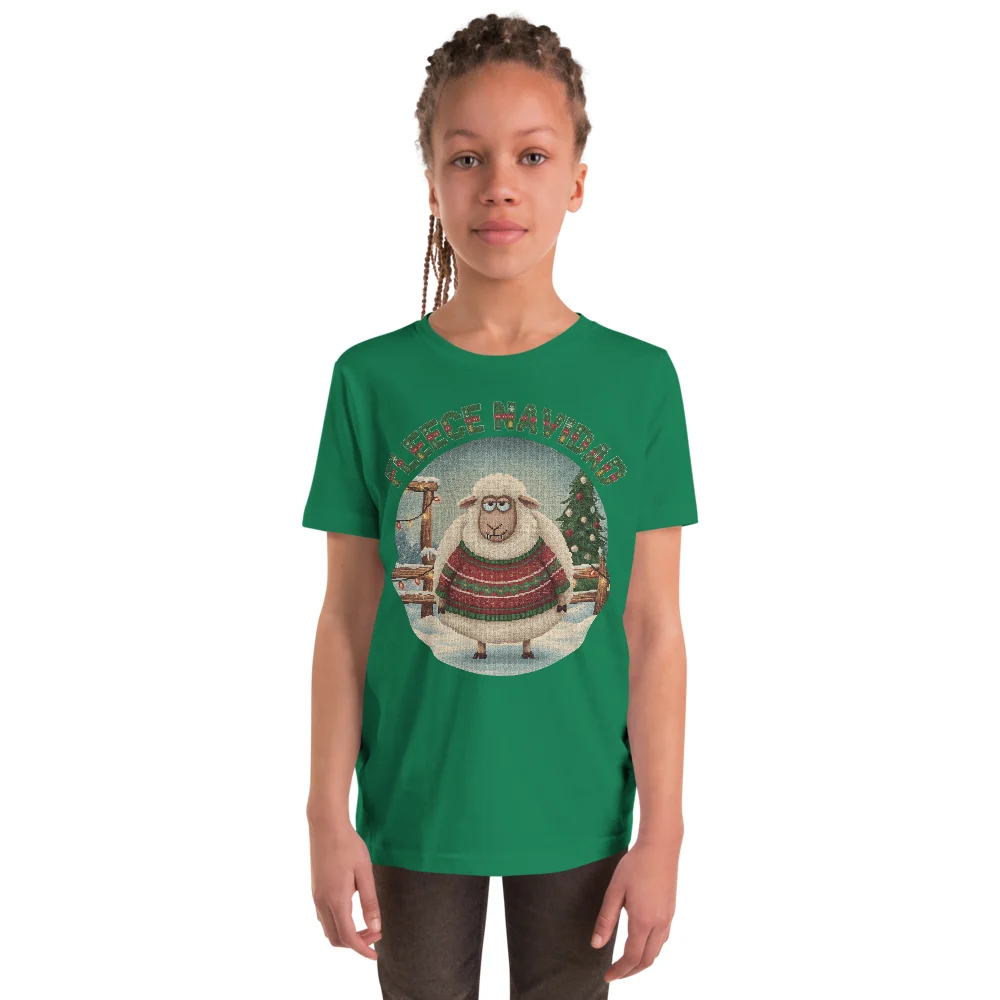 Fleece Navidad Kids' Ugly Christmas Tee, Green model