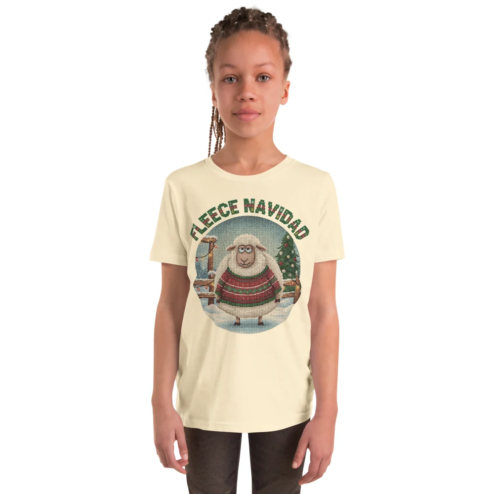 Fleece Navidad Kids' Ugly Christmas Tee, Vintage White model