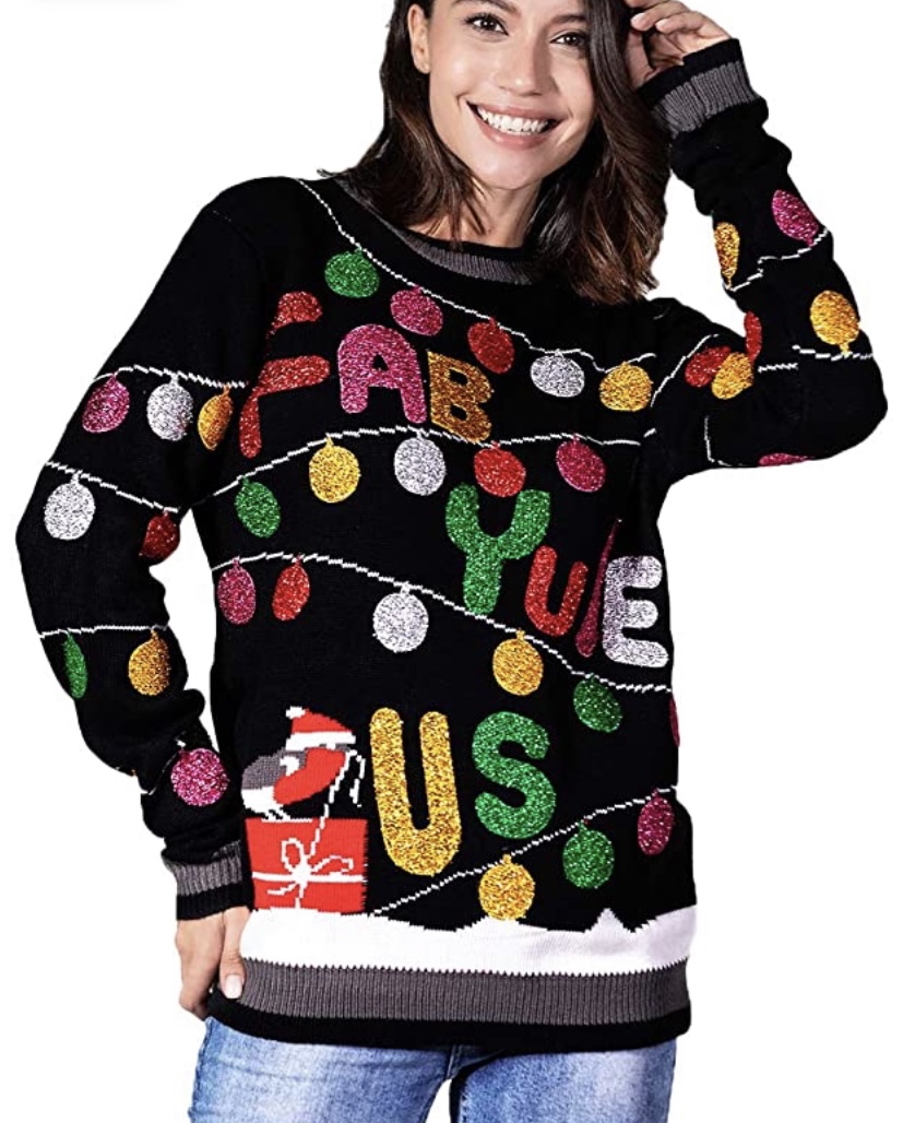 Glitter Lights Ugly Christmas Sweater for girls