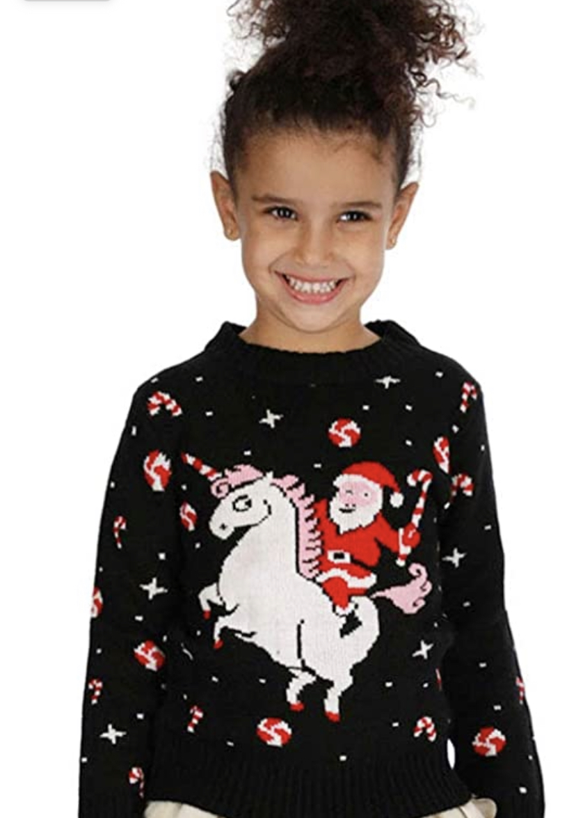 Girls' Santa Riding Unicorn Ugly Christmas Sweater for girls