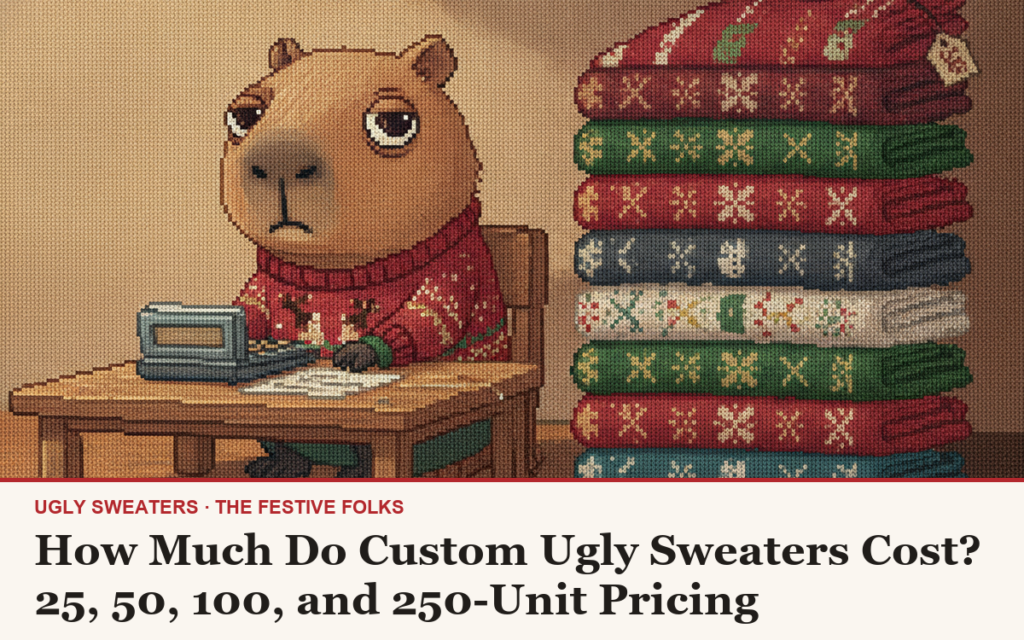 How Much Do Custom Ugly Christmas Sweaters Cost? 25, 50, 100, and 250-Unit Pricing
