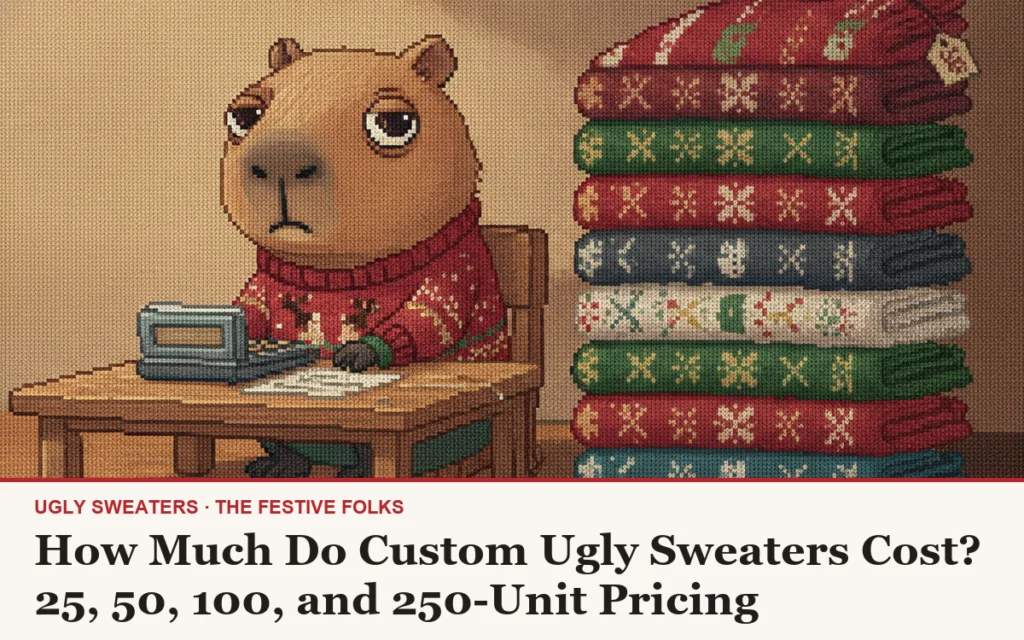 How Much Do Custom Ugly Christmas Sweaters Cost? 25, 50, 100, and 250-Unit Pricing