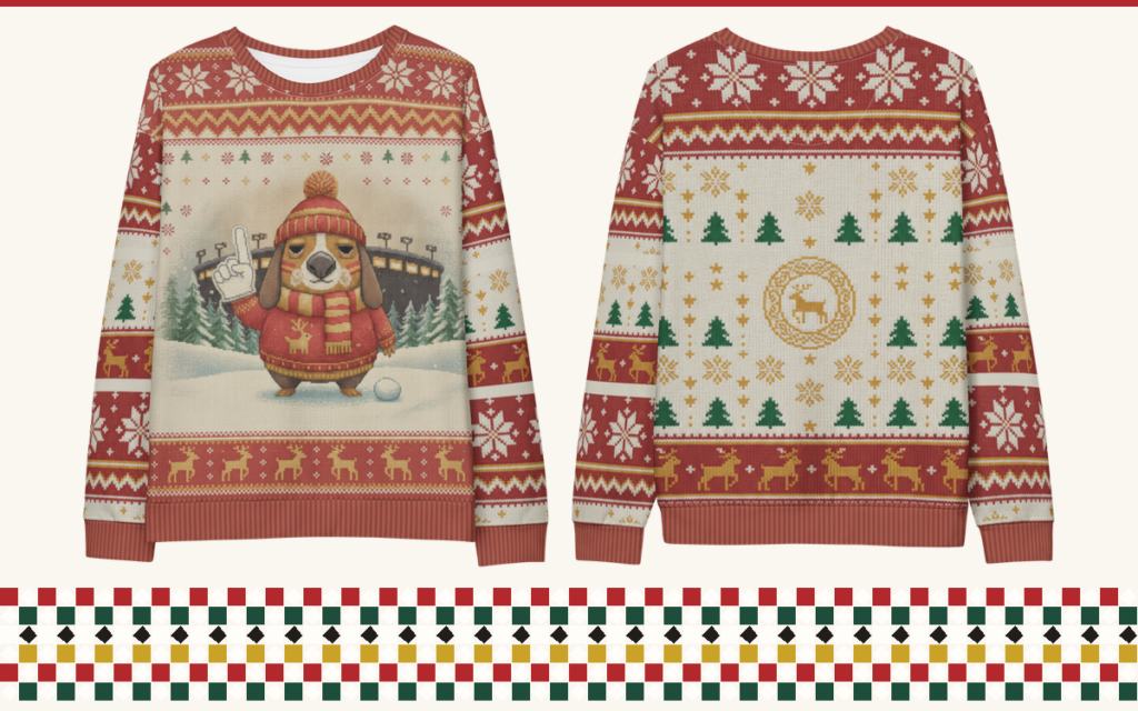 Kansas City Fan all-over print ugly Christmas sweatshirt, front and back