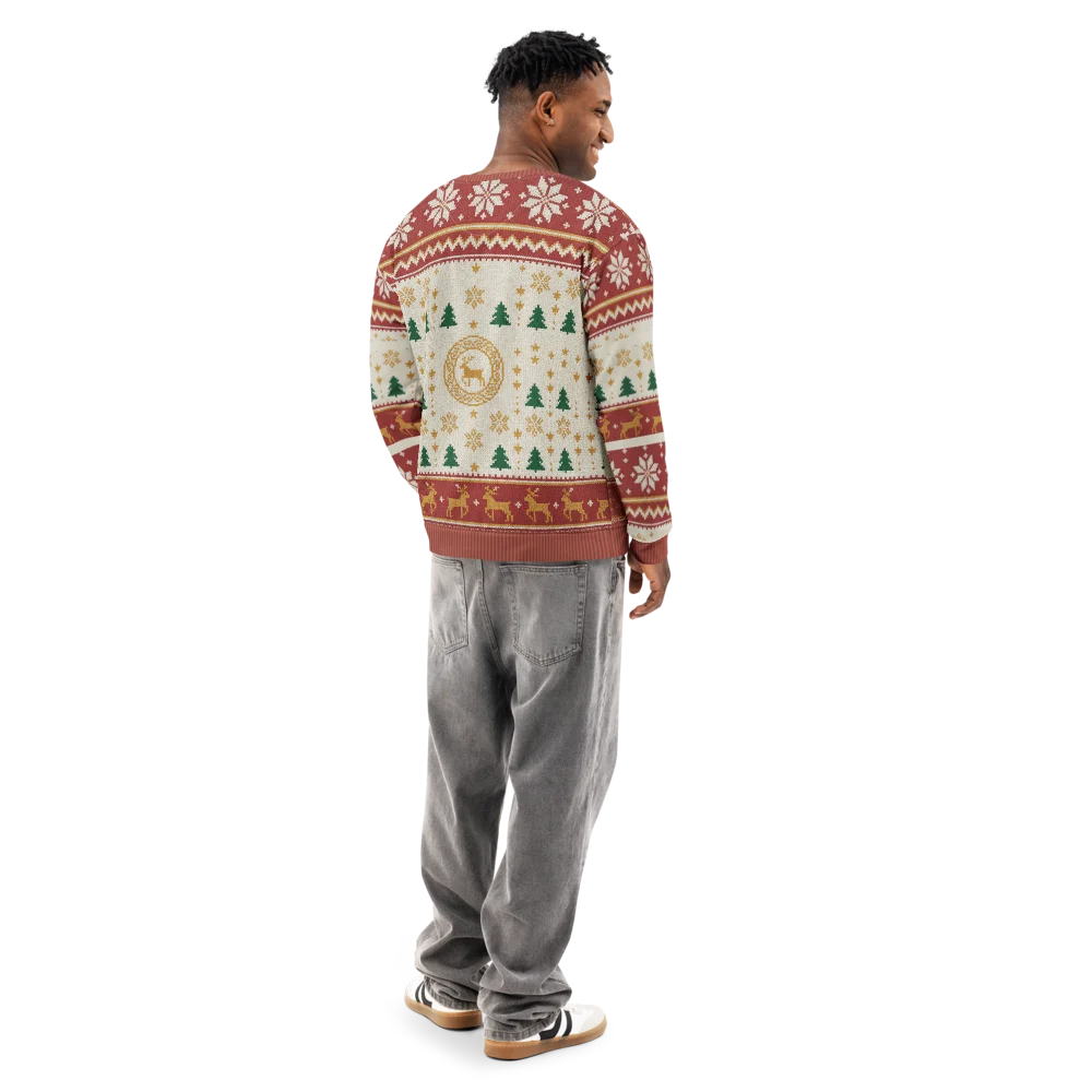Kansas City Fan Ugly Christmas Sweatshirt on male model, back