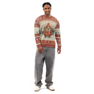 Kansas City Fan Ugly Christmas Sweatshirt on male model, front
