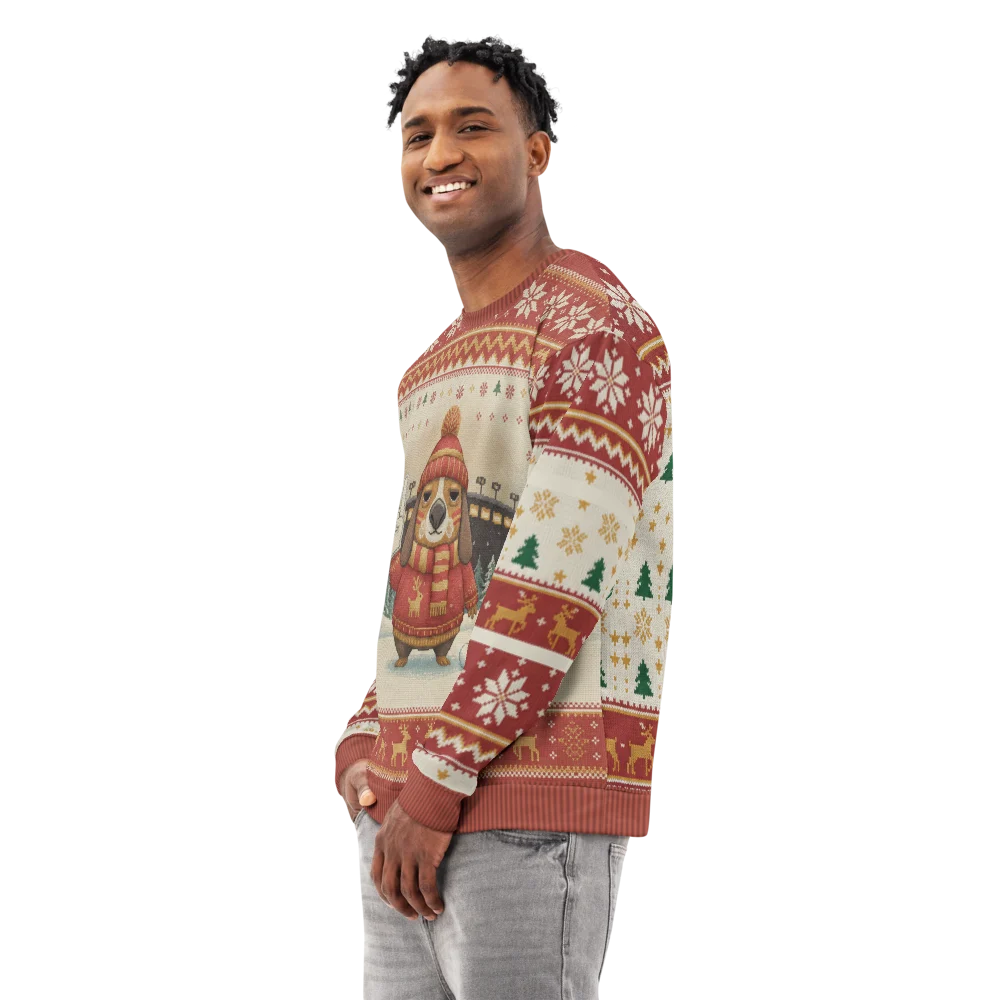 Kansas City Fan Ugly Christmas Sweatshirt on male model, side