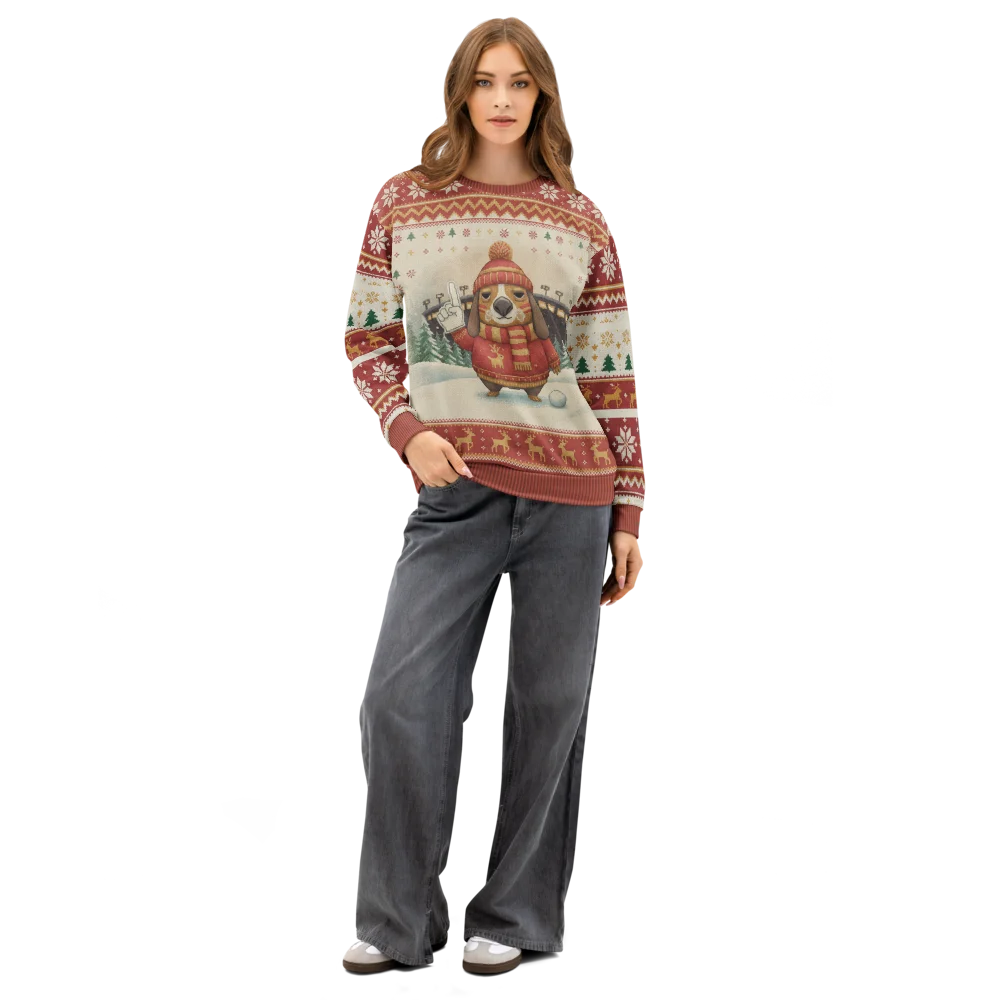 Kansas City Fan Ugly Christmas Sweatshirt on female model, front