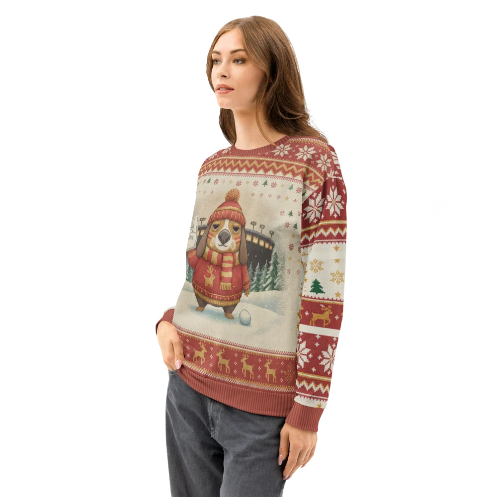 Kansas City Fan Ugly Christmas Sweatshirt on female model, side
