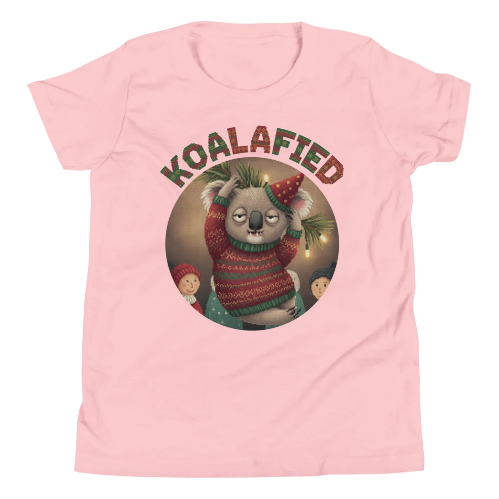 Koalafied Kids' Ugly Christmas Tee, Light Pink
