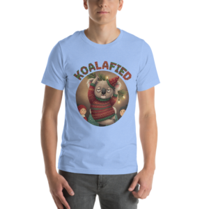 Koalafied Ugly Christmas Tee — Blue model