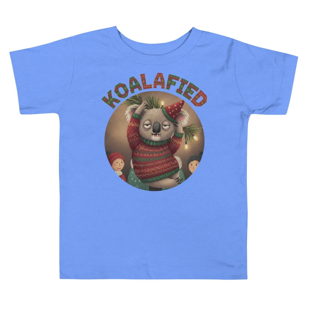 Koalafied Toddler Ugly Christmas Tee, Blue flat