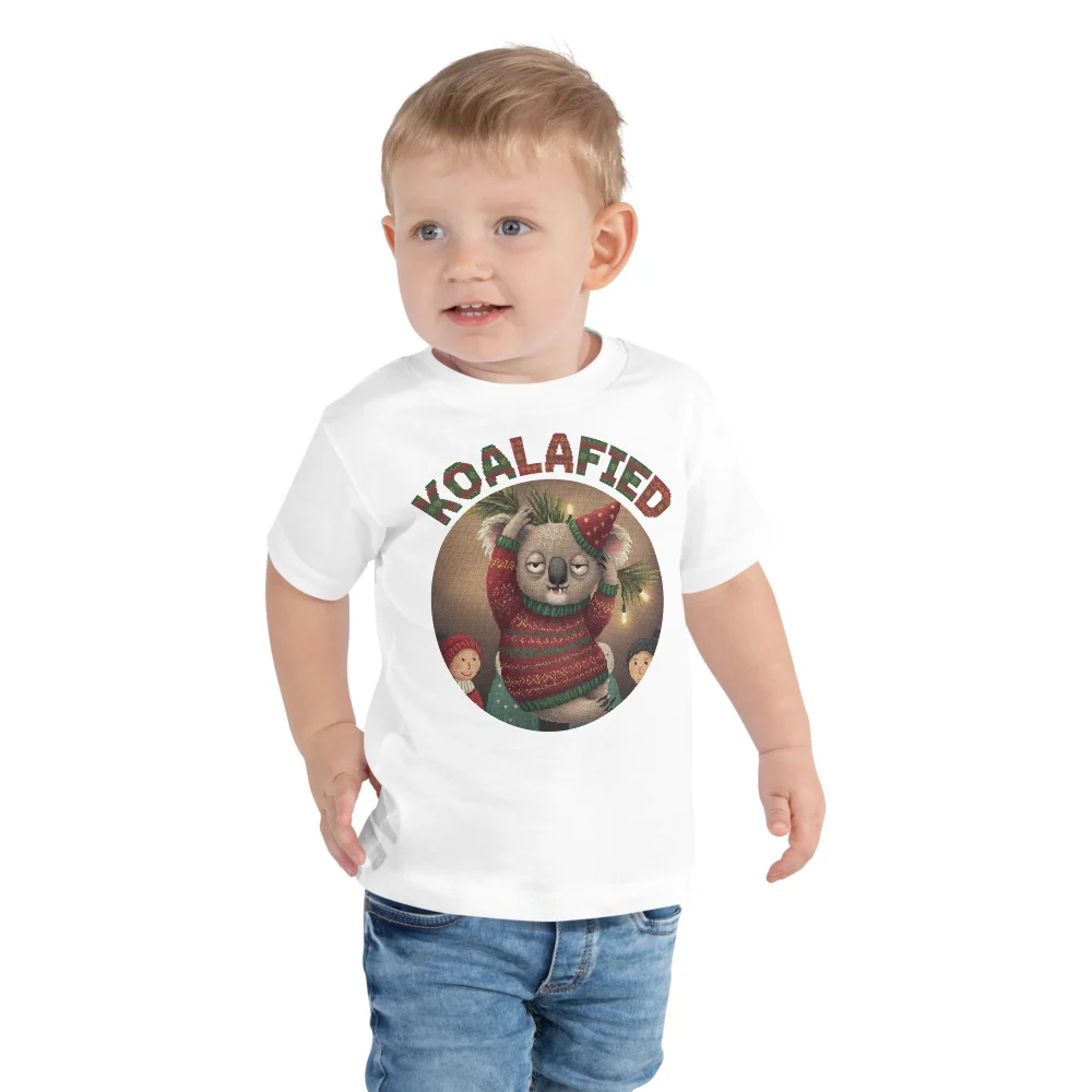 Koalafied Toddler Ugly Christmas Tee, Pure White model
