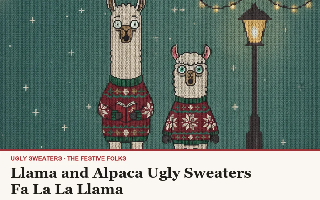 Llama and Alpaca Ugly Sweaters: Fa La La Llama