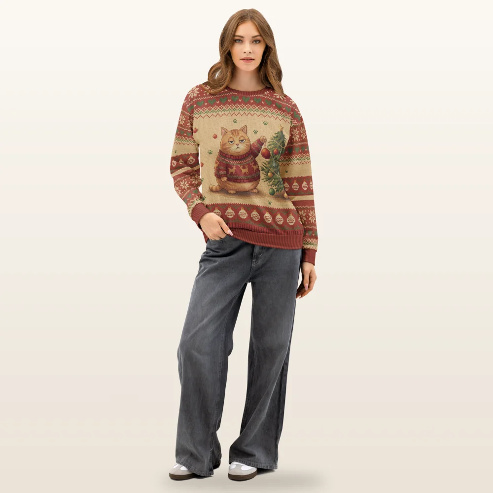 Meowy Christmas Ugly Christmas Sweater, Sweatshirt