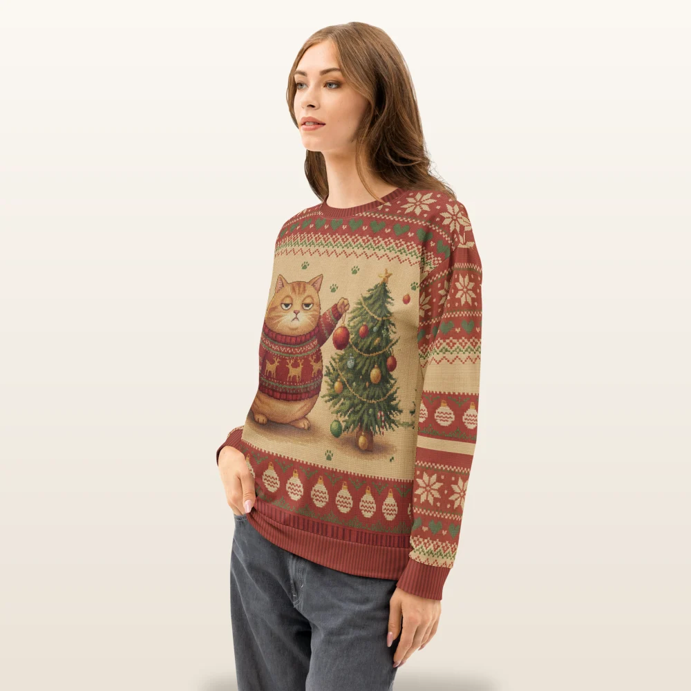 Meowy Christmas Ugly Christmas Sweater, Sweatshirt
