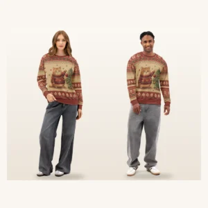 Meowy Christmas Matching Ugly Christmas Sweaters for Couples | Two Sweatshirts
