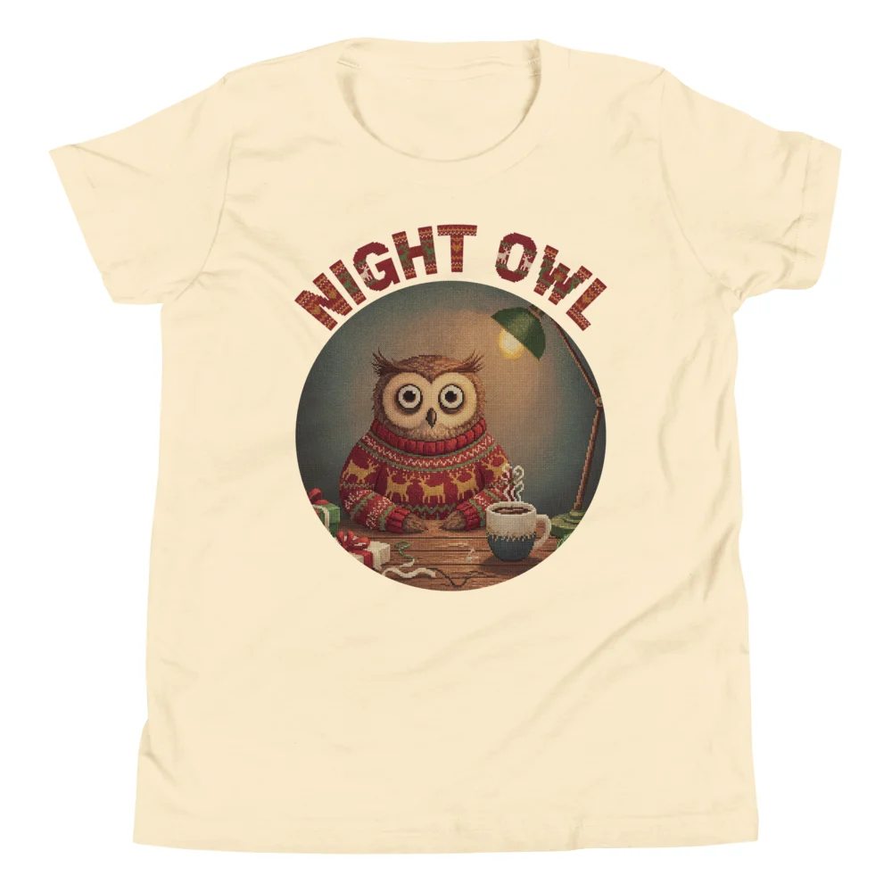 Night Owl Kids' Ugly Christmas Tee, Vintage White