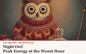 Night Owl: The Ugly Christmas Sweater for People Who Peak at 2am