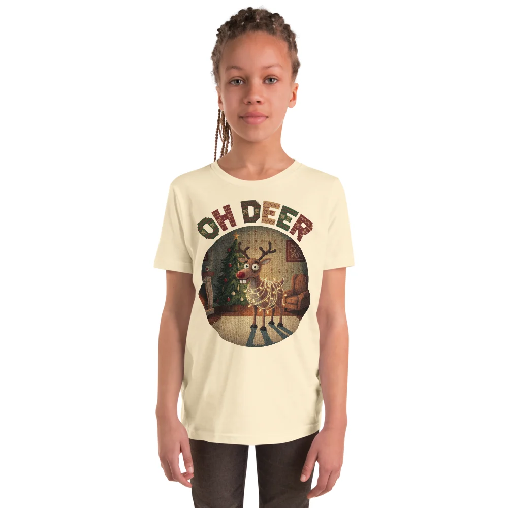 Oh Deer Kids' Ugly Christmas Tee, Vintage White model