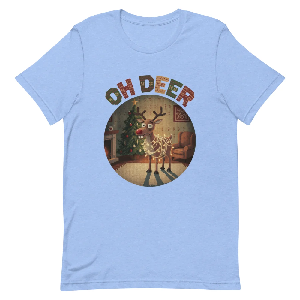 Oh Deer Ugly Christmas Tee, Blue