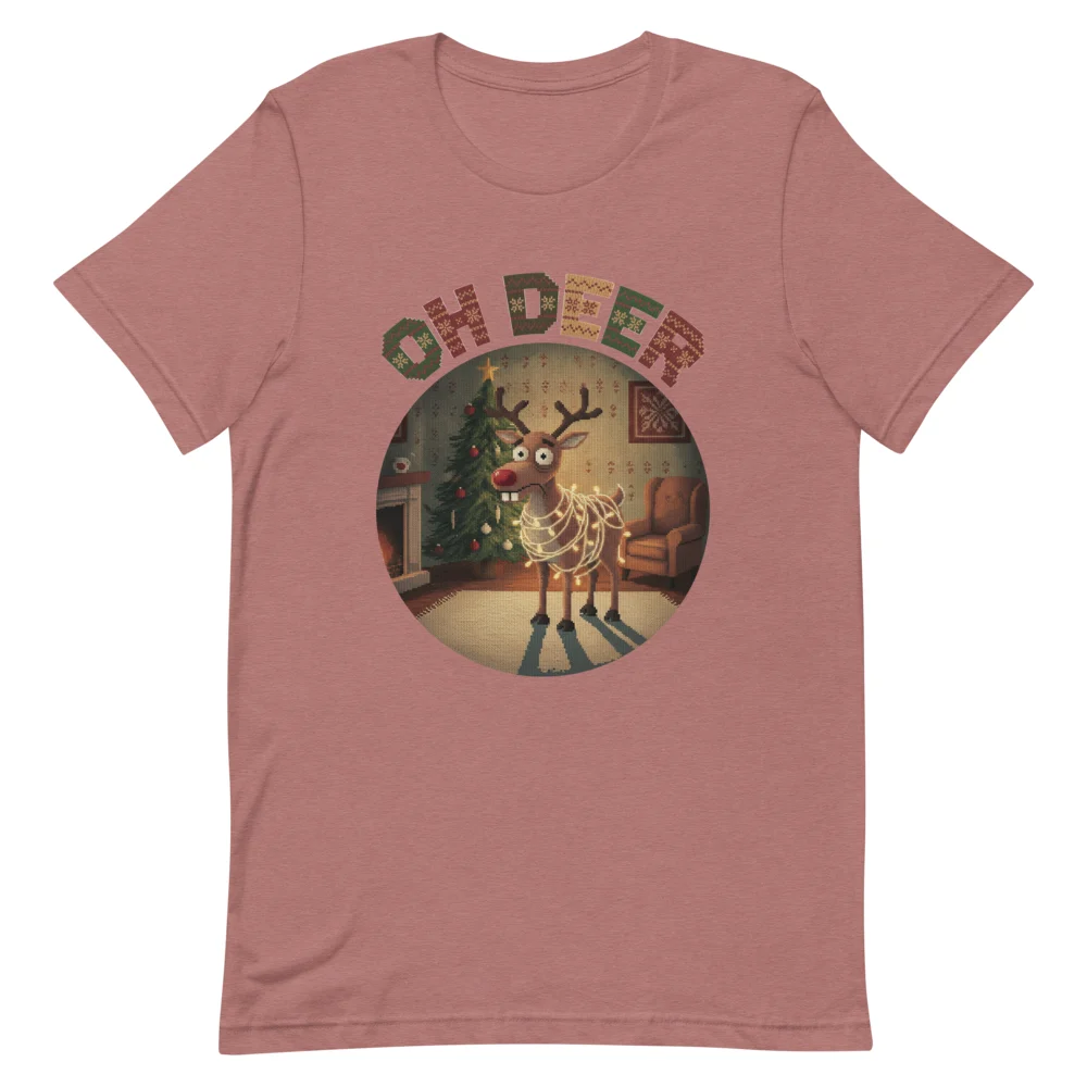 Oh Deer Ugly Christmas Tee, Mauve