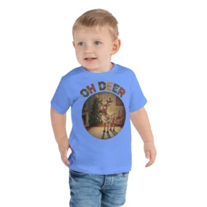 Oh Deer Toddler Ugly Christmas Tee, Blue model