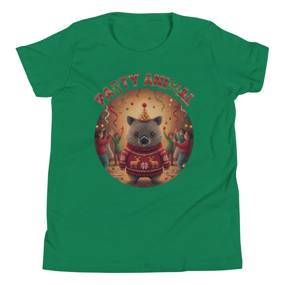 Party Animal Kids' Ugly Christmas Tee, Green