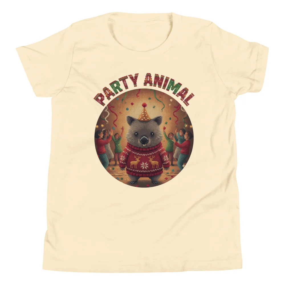 Party Animal Kids' Ugly Christmas Tee, Vintage White