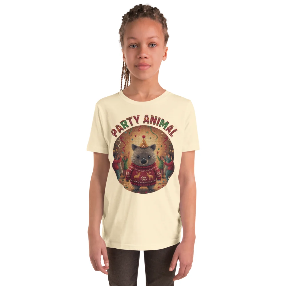 Party Animal Kids' Ugly Christmas Tee, Vintage White model