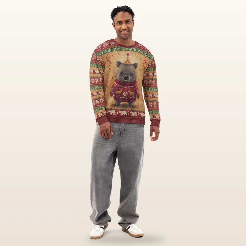 Party Animal Ugly Christmas Sweatshirt, All-Over Print