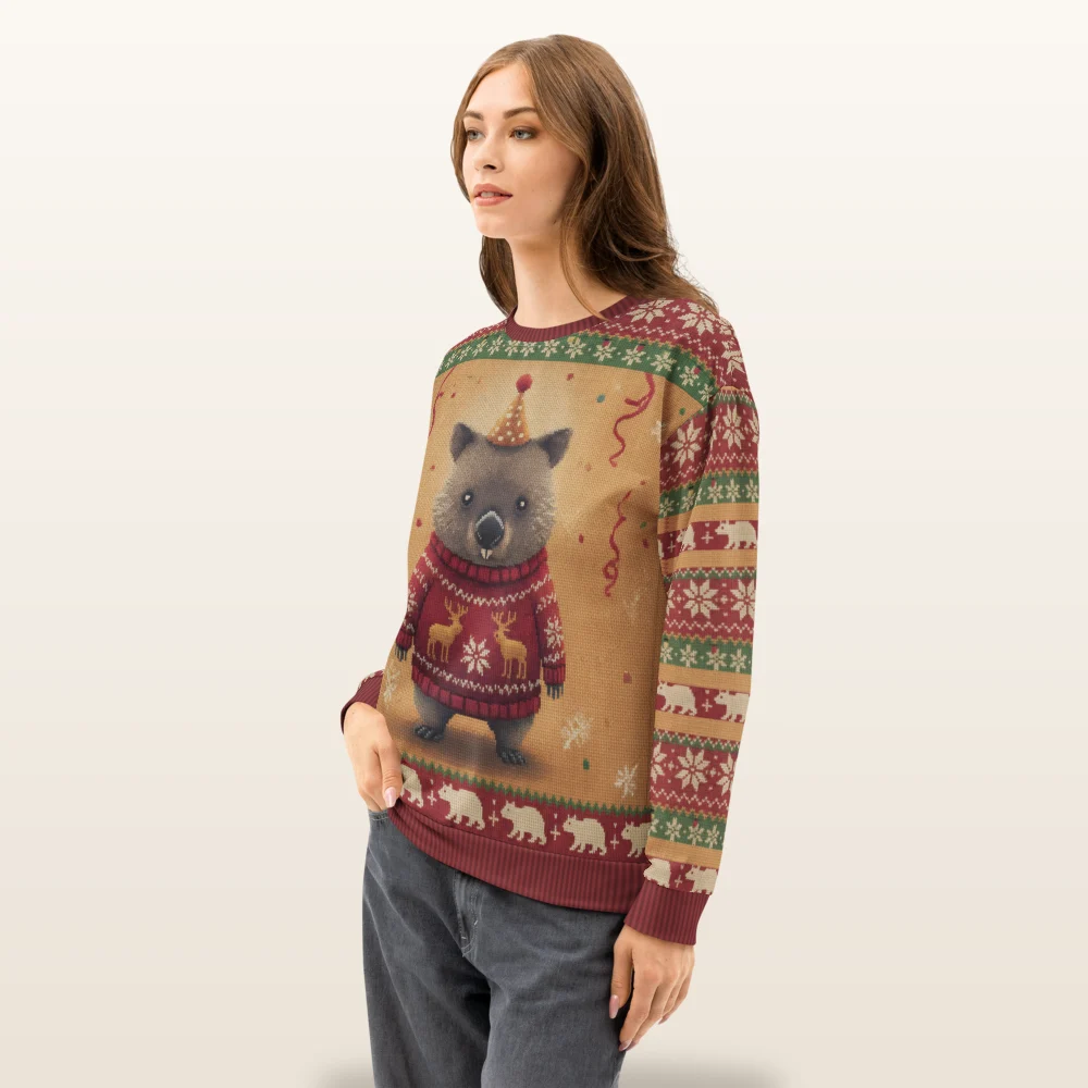 Party Animal Ugly Christmas Sweatshirt, All-Over Print