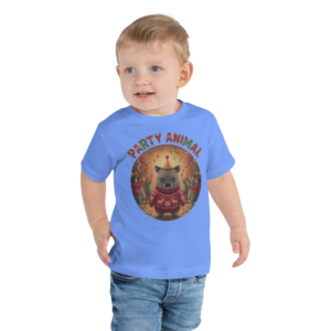 Party Animal Toddler Ugly Christmas Tee — Blue model