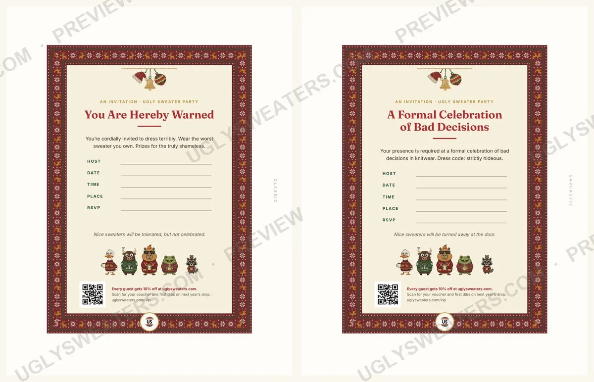 The Festive Folks Party Pack invitations preview